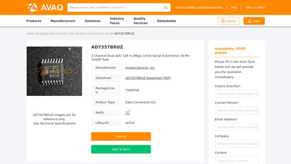 AD7357BRUZ 2-Channel Dual ADC image