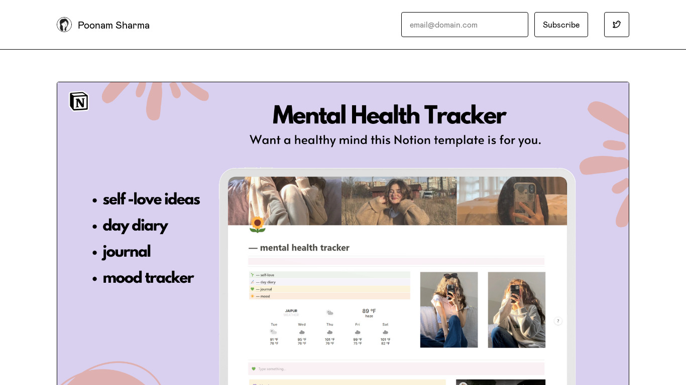 Mental Health Tracker Landing page