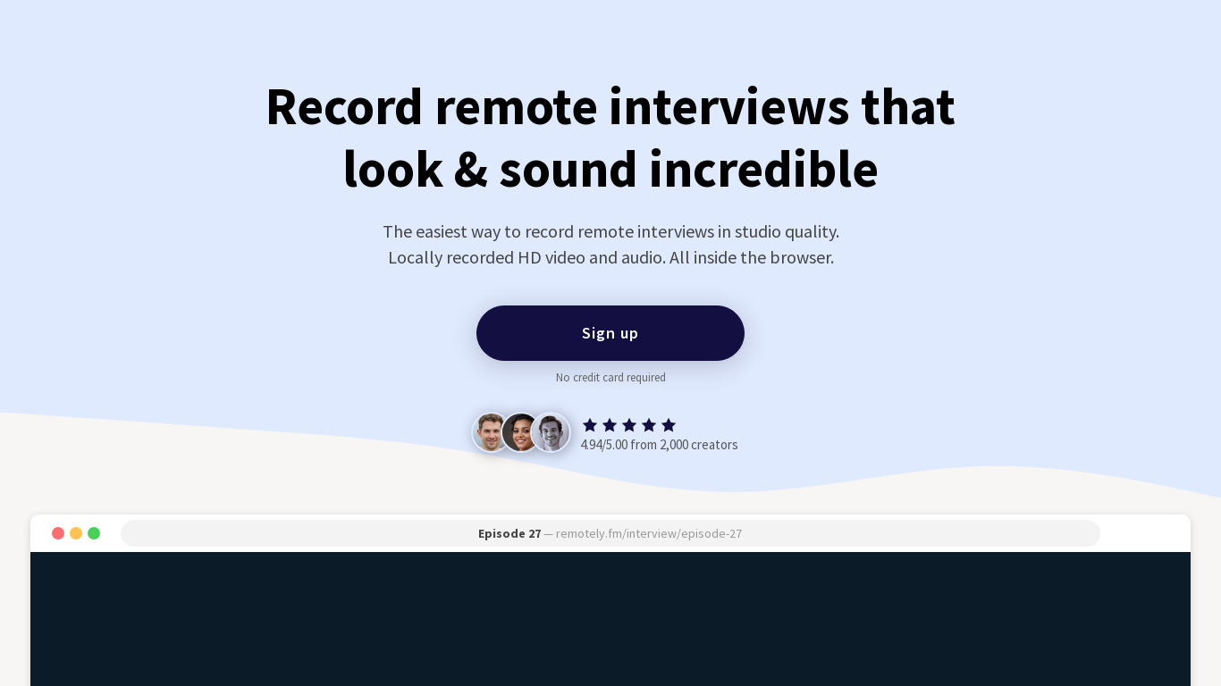 Remotely.fm Landing page