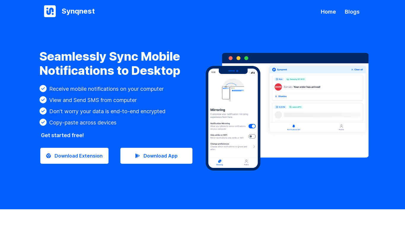 Synqnest Landing page