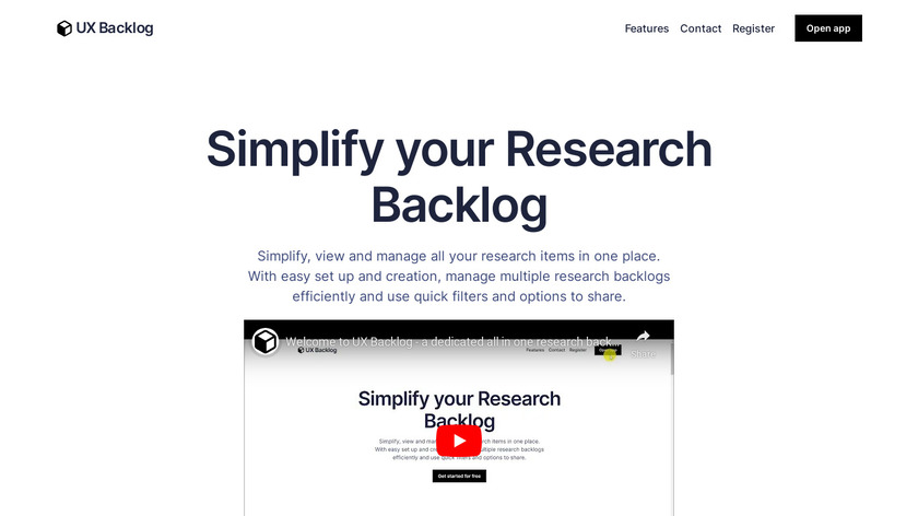 uxbacklog Landing Page