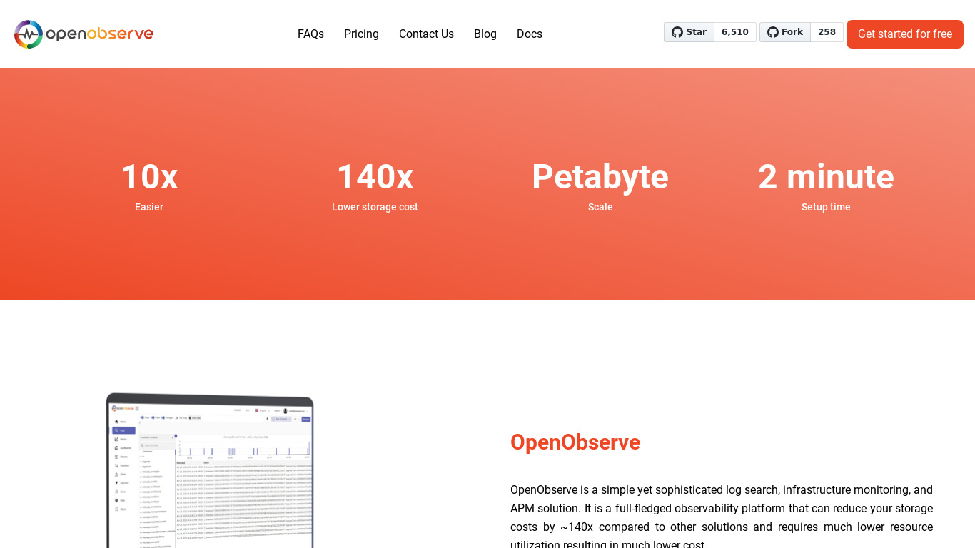 OpenObserve Landing page