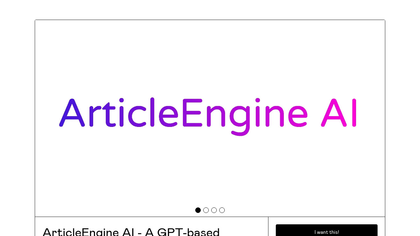 ArticleEngine AI Landing page