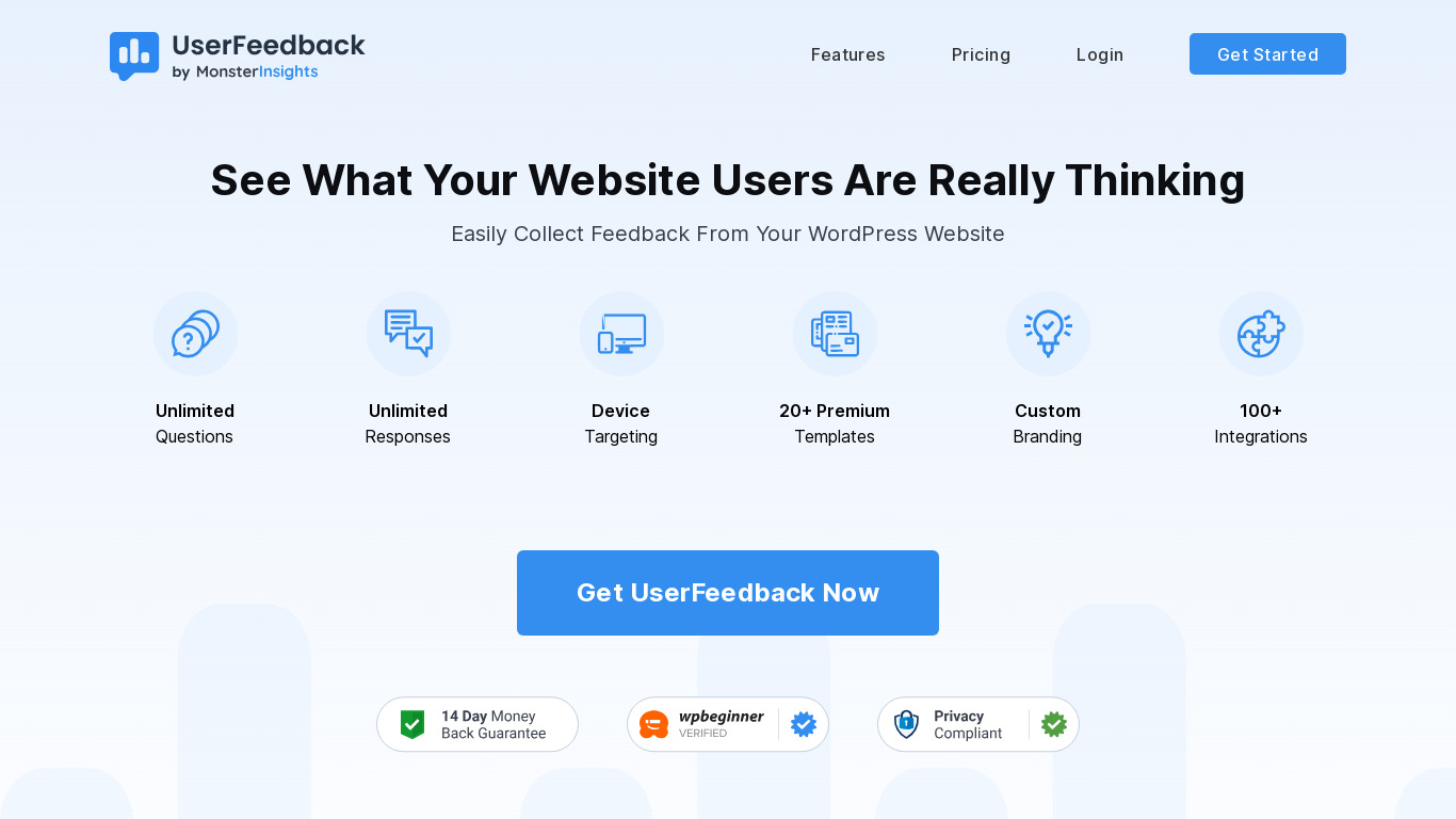 UserFeedback Landing page