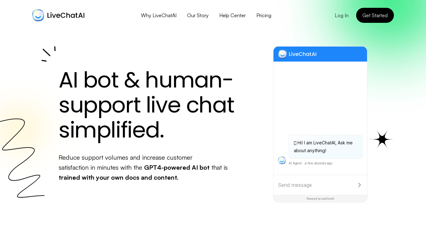 LiveChatAI Landing page