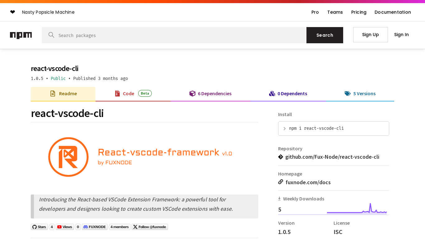 React Vscode CLI Landing page
