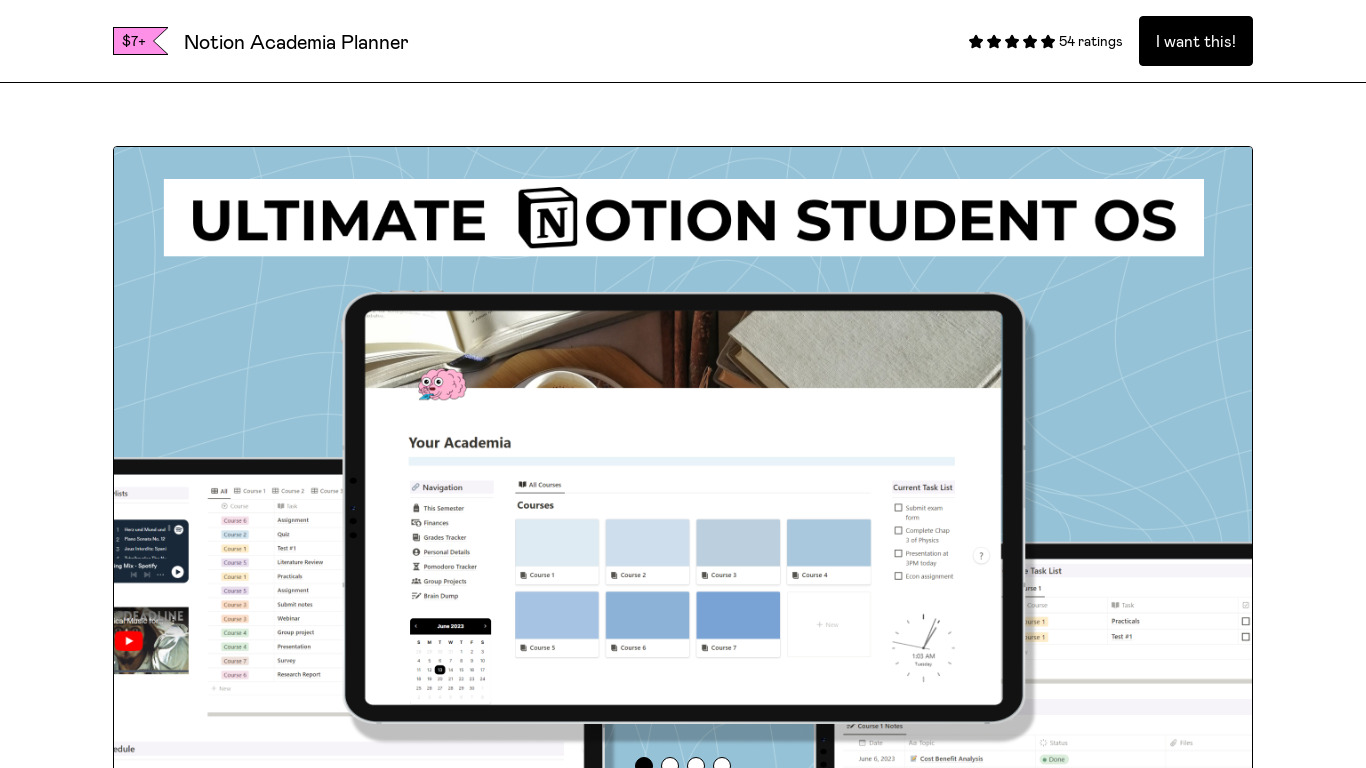 Notion Academia Planner Landing page