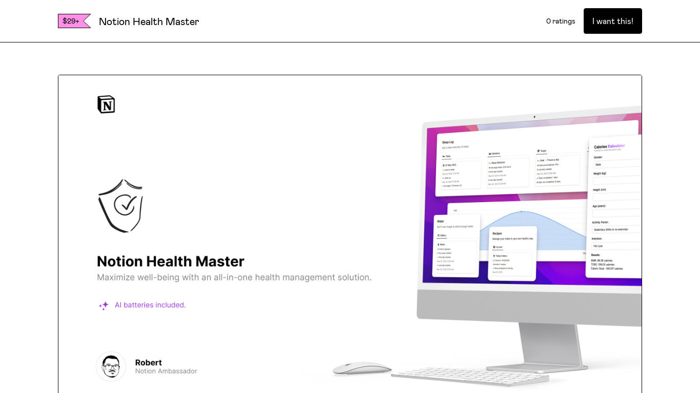 Notion Health Master Landing page