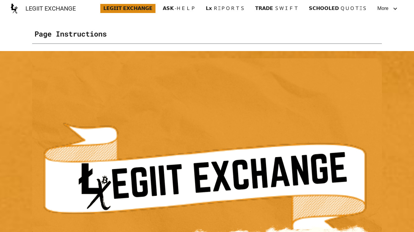 LEGIIT EXCHANGE Landing page