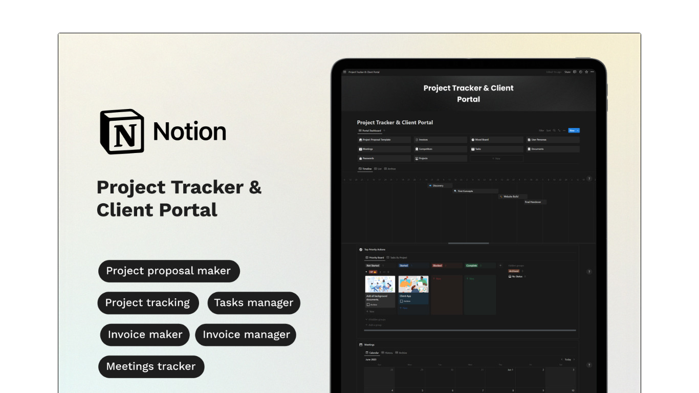 Project Tracker & Client Portal Landing page