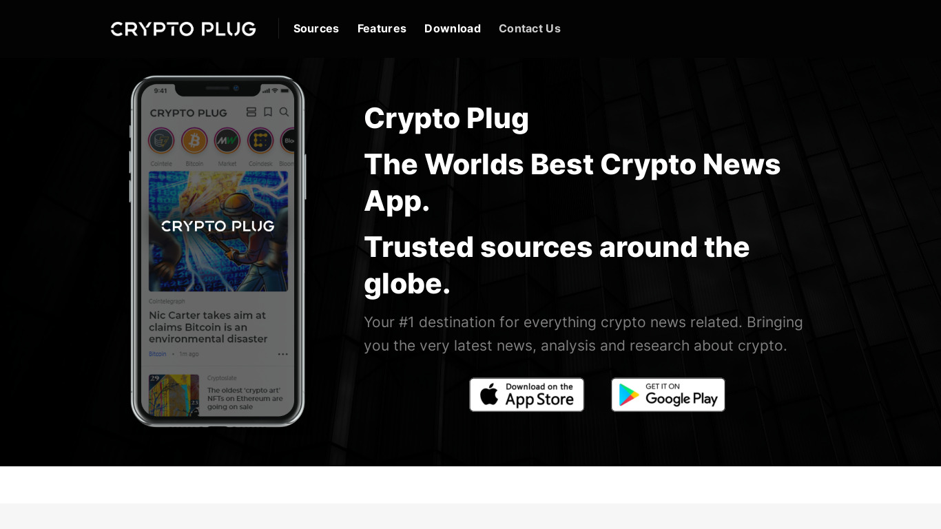 Crypto Plug Landing page
