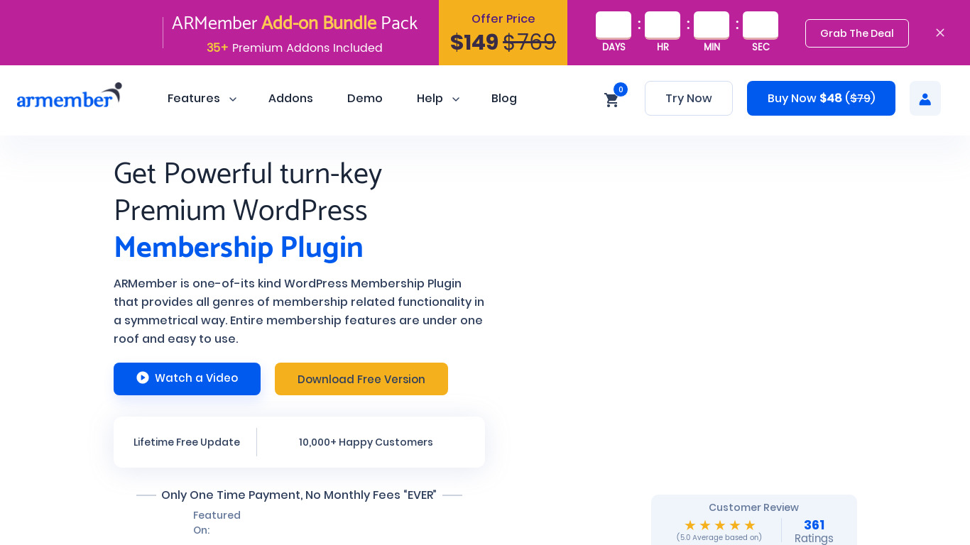 ARMember Landing page