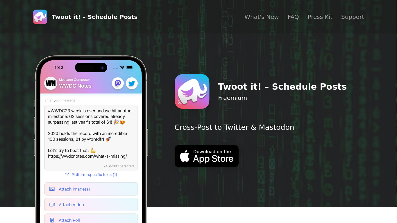 Twoot it! – Schedule Posts Landing page