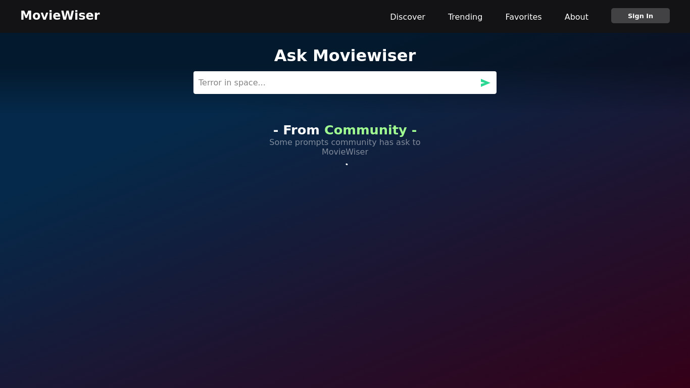MovieWiser Landing page