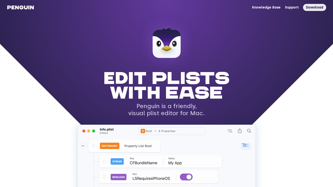 Penguin Plist Editor Landing page