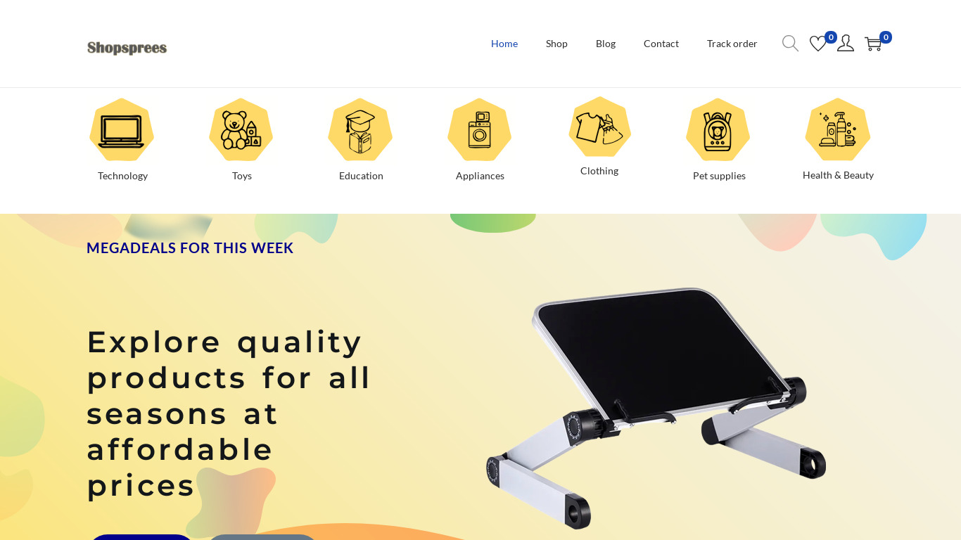 Shopsprees Landing page