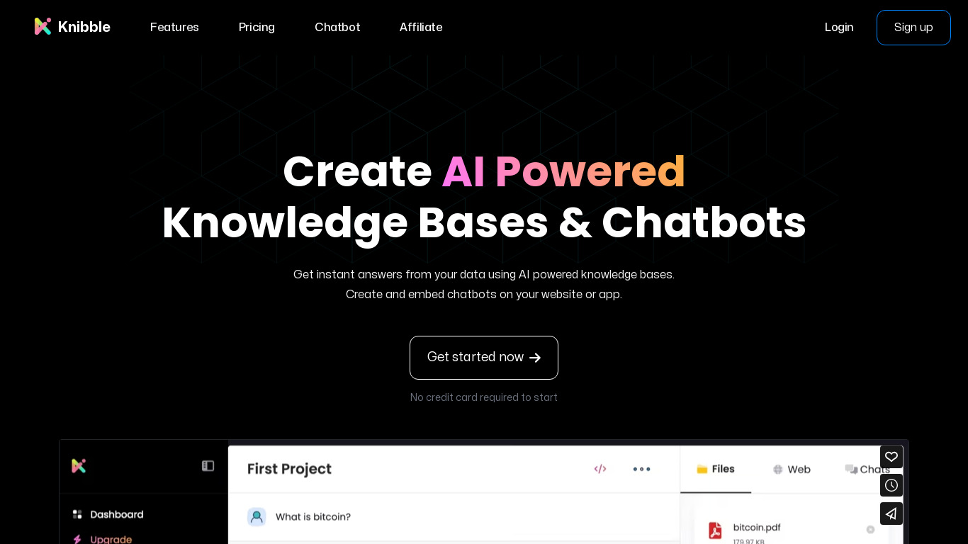 Knibble.AI Landing page