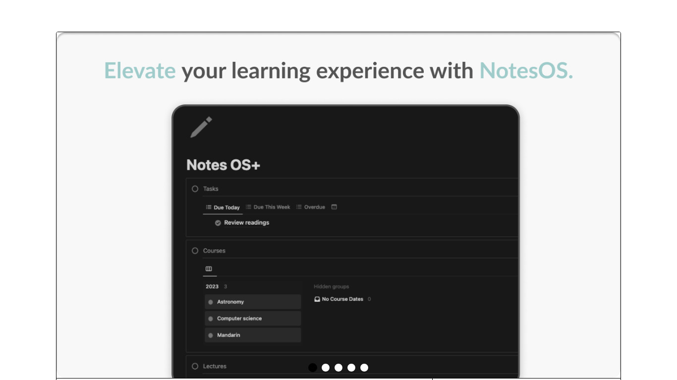 Notes OS Landing page