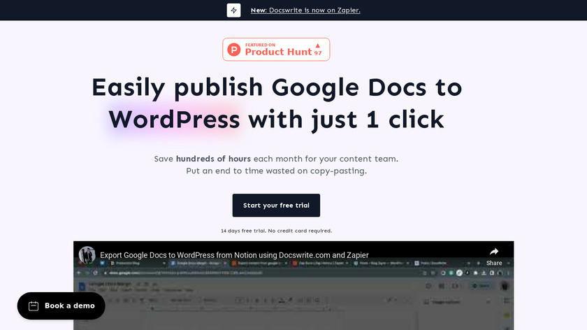 Docswrite - Google Docs to WordPress Landing Page