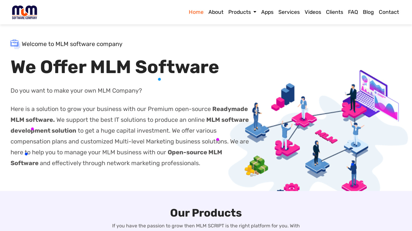 PHP MLM Software Landing page