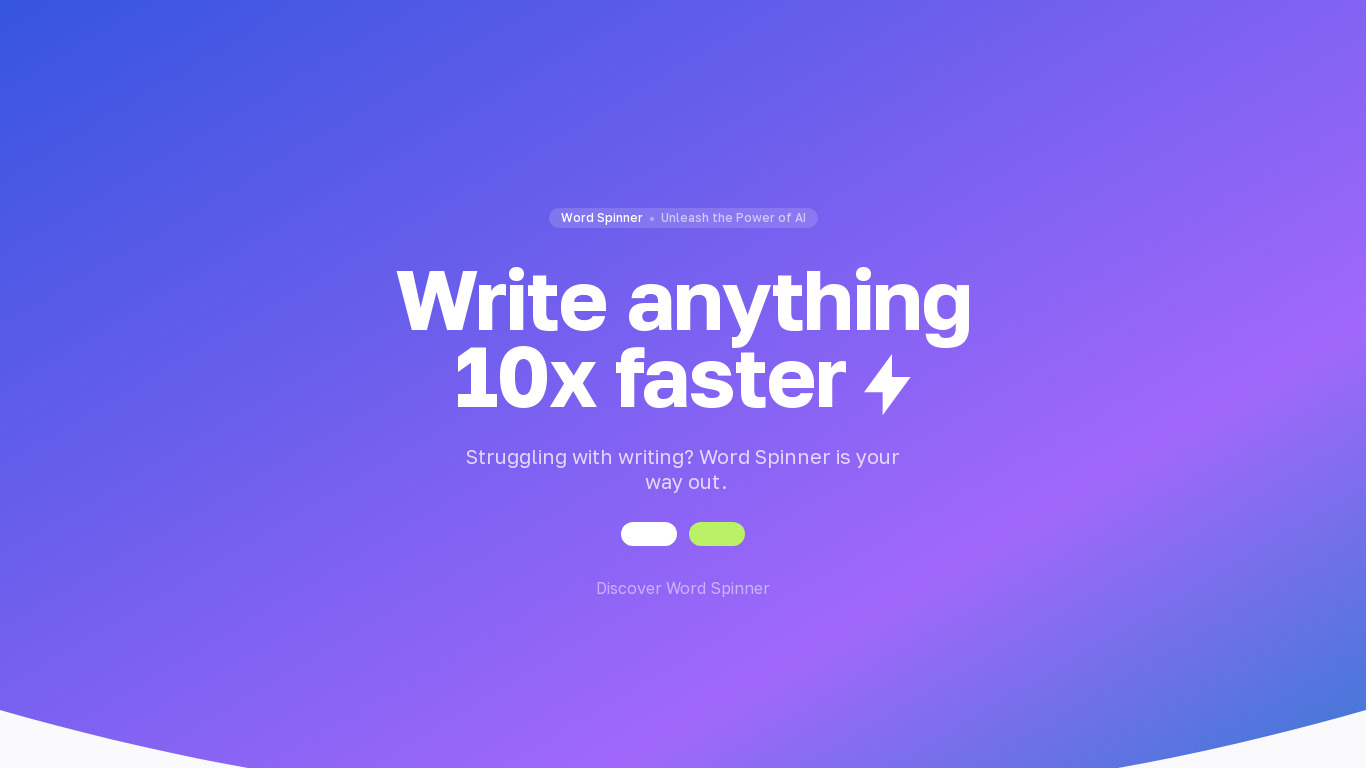 Word Spinner Landing page