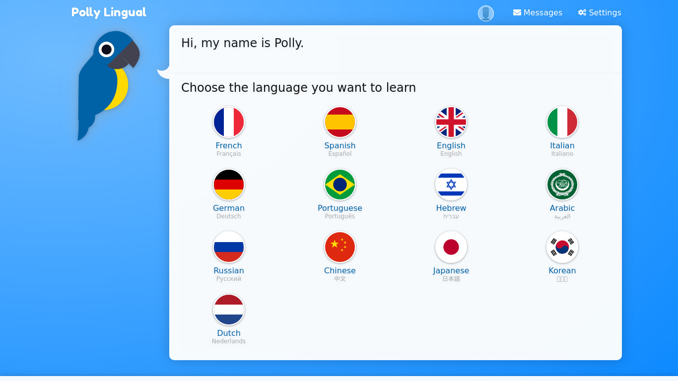 Polly Lingual Landing page