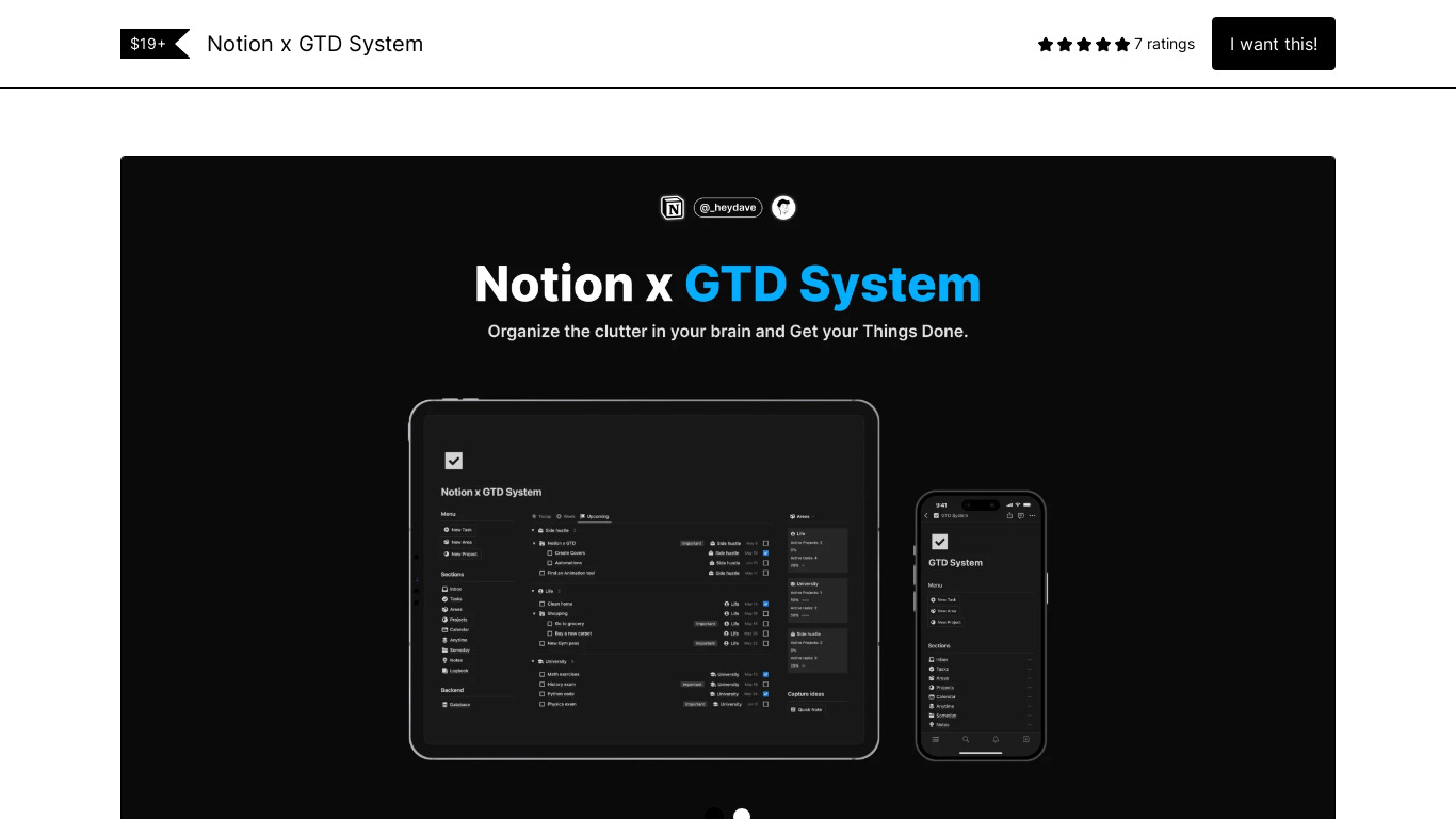 Notion x GTD System Landing page