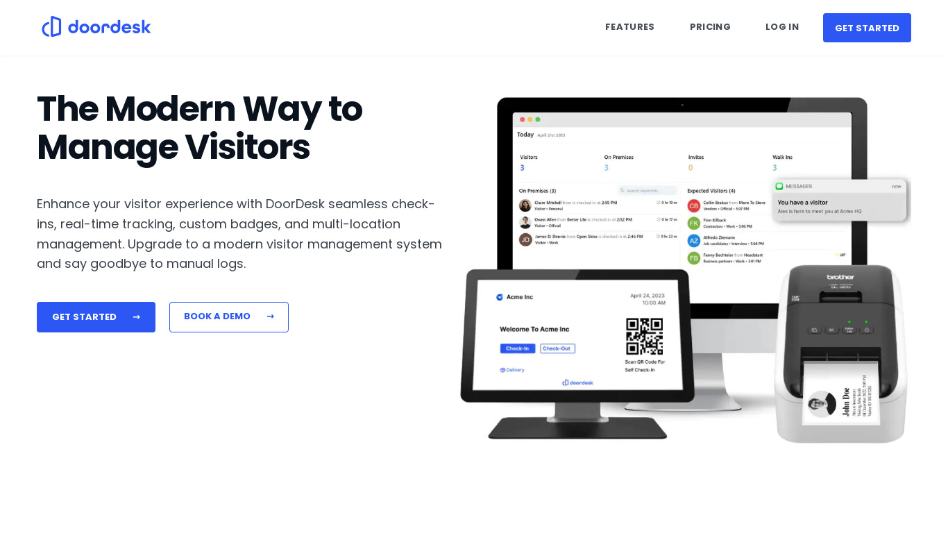 DoorDesk Landing page
