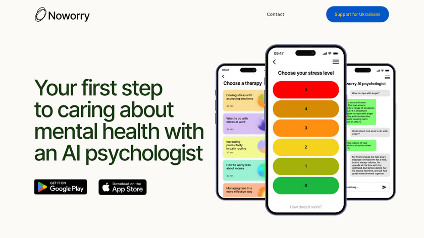 Noworry AI psychologist Landing Page