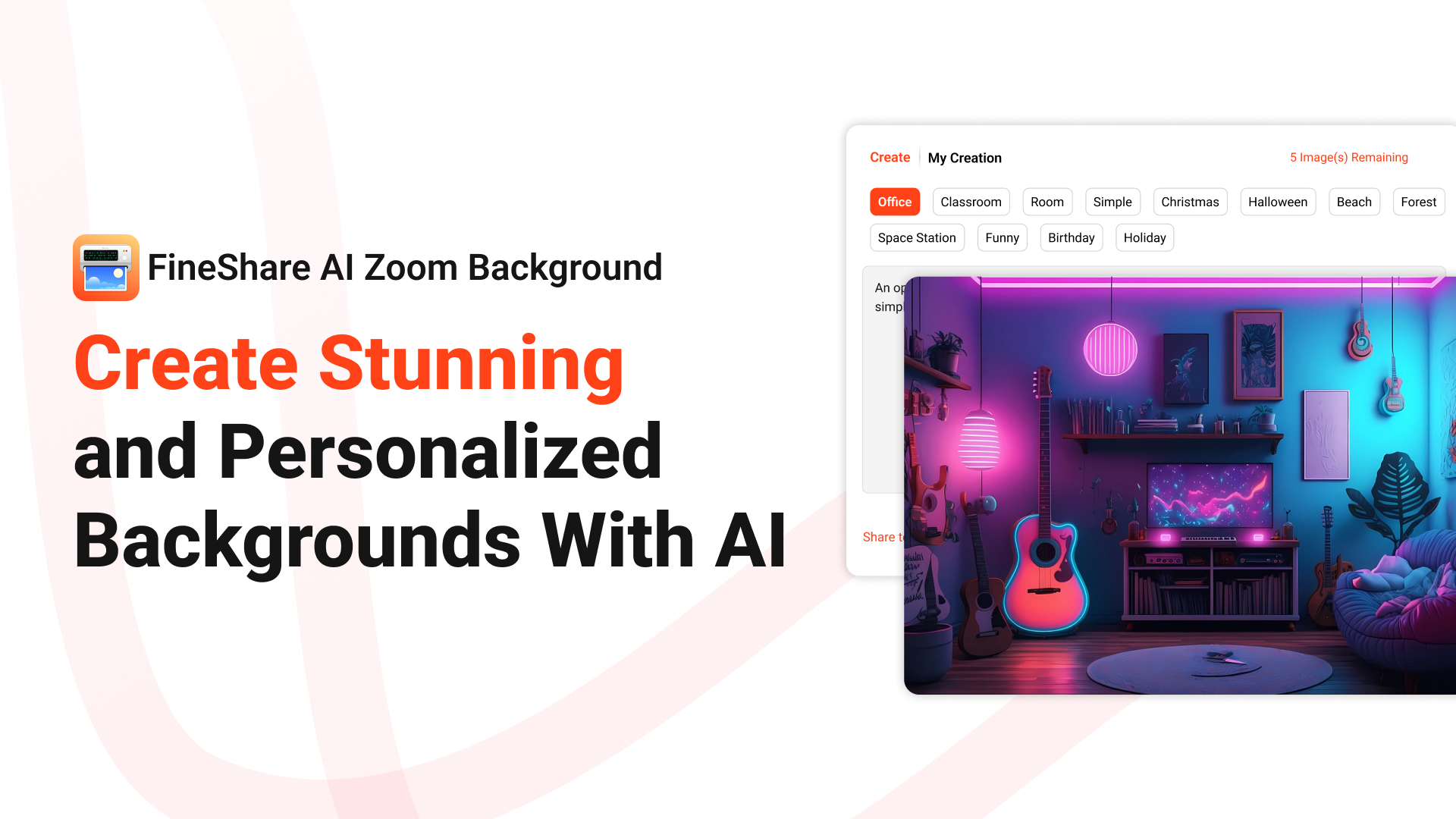 FineShare AI Zoom Background Landing page