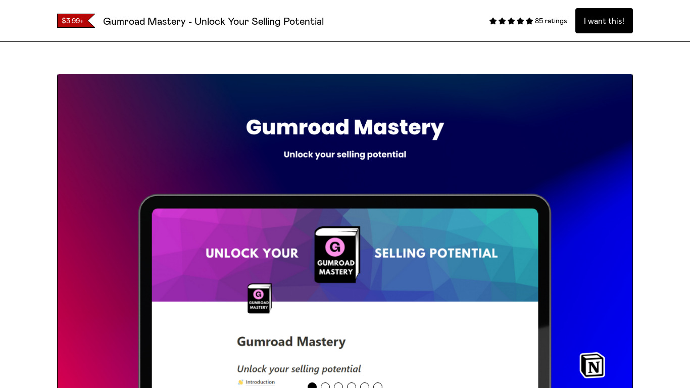 Gumroad Mastery Landing page