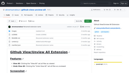 Github View/Unview All Extension image