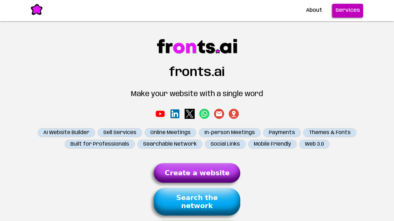 fronts.ai Landing page
