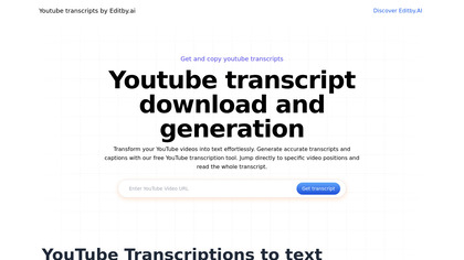 Youtube transcripts by Editby.ai image