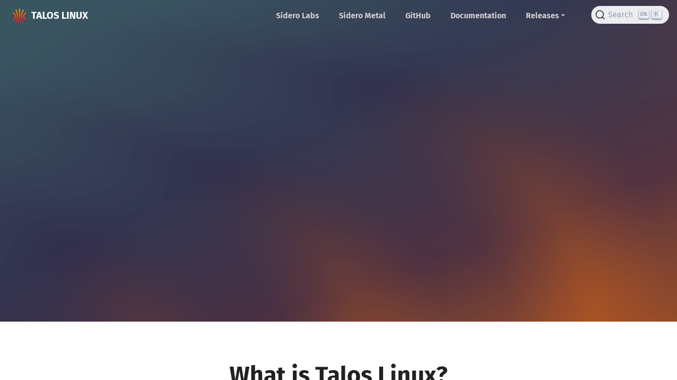 Talos Linux Landing page