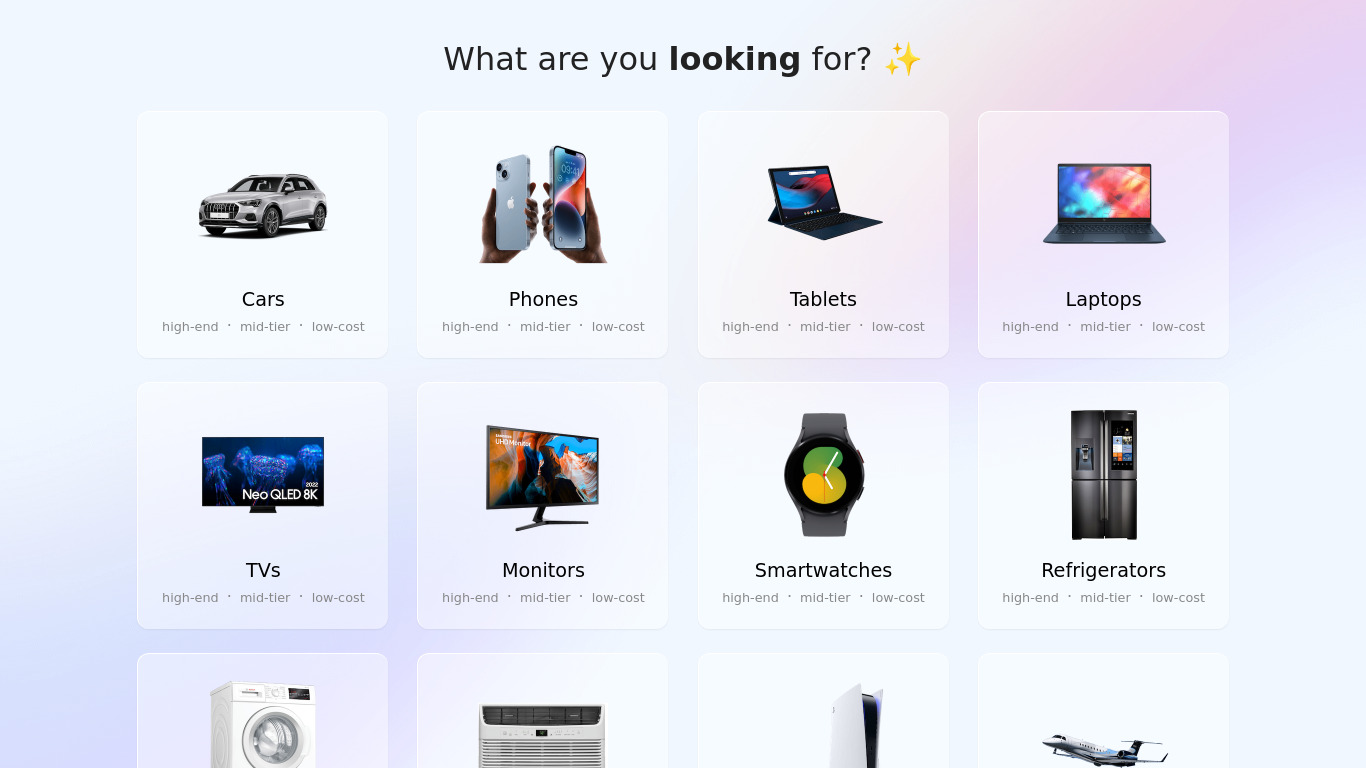AI Discovery Shopping Landing page