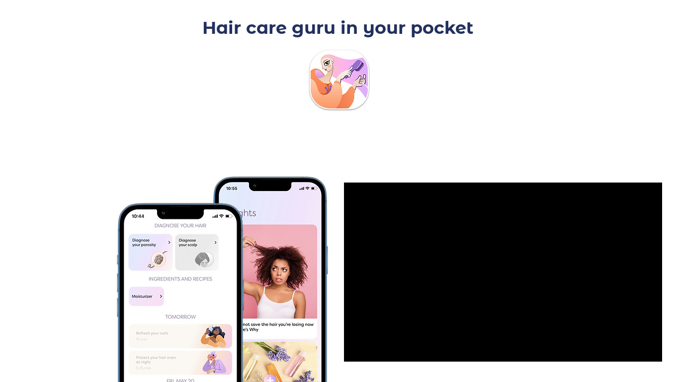 HairCare App Landing page