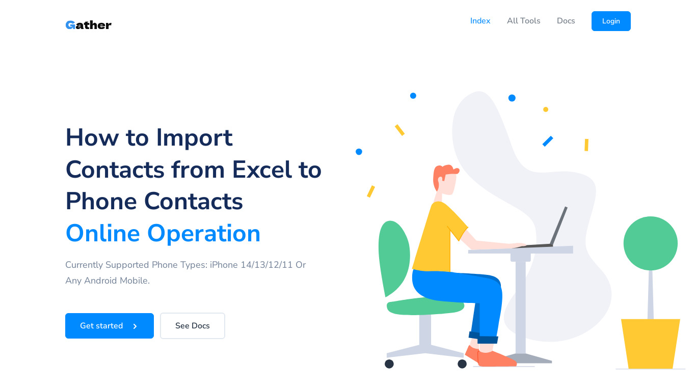 Import Contacts from Excel to Phone Landing page