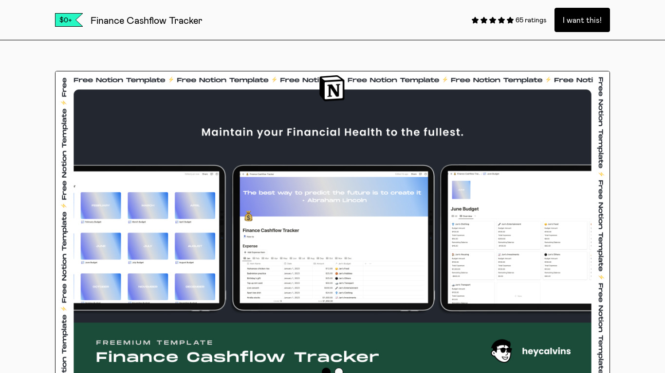 Finance Cashflow Tracker Landing page