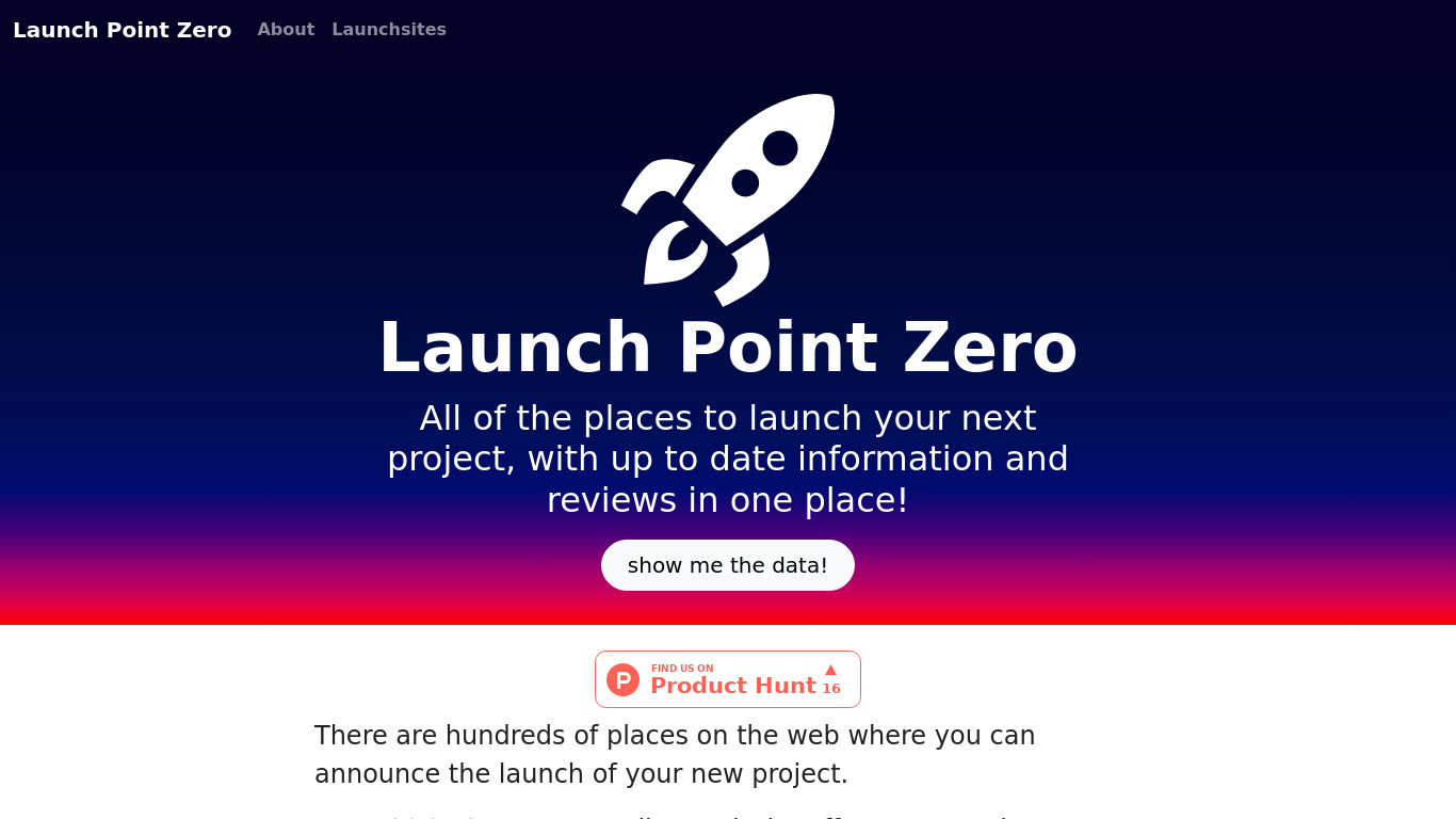 Launch Point Zero Landing page