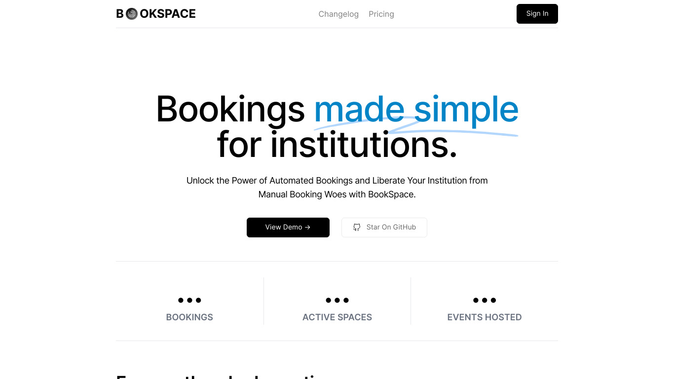 BookSpace Landing page