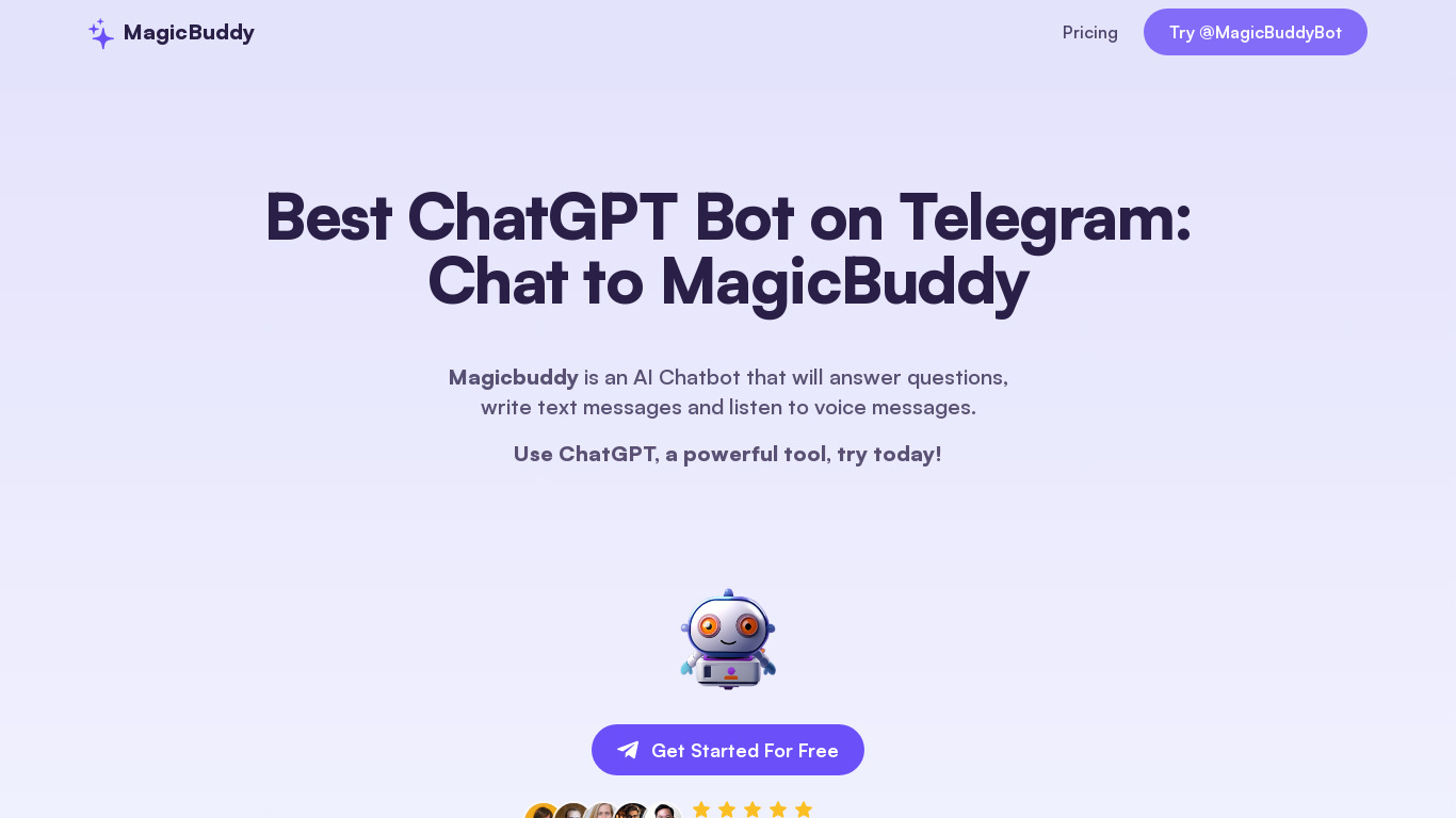 MagicBuddy Chat Landing page