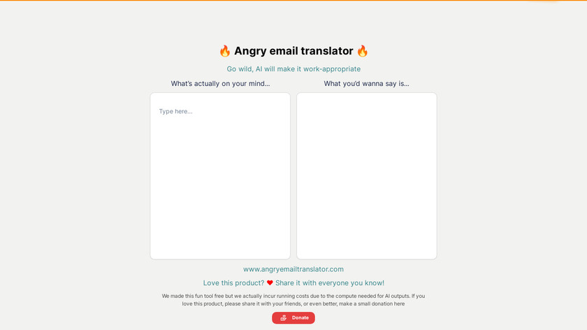 Angry Email Translator Landing Page