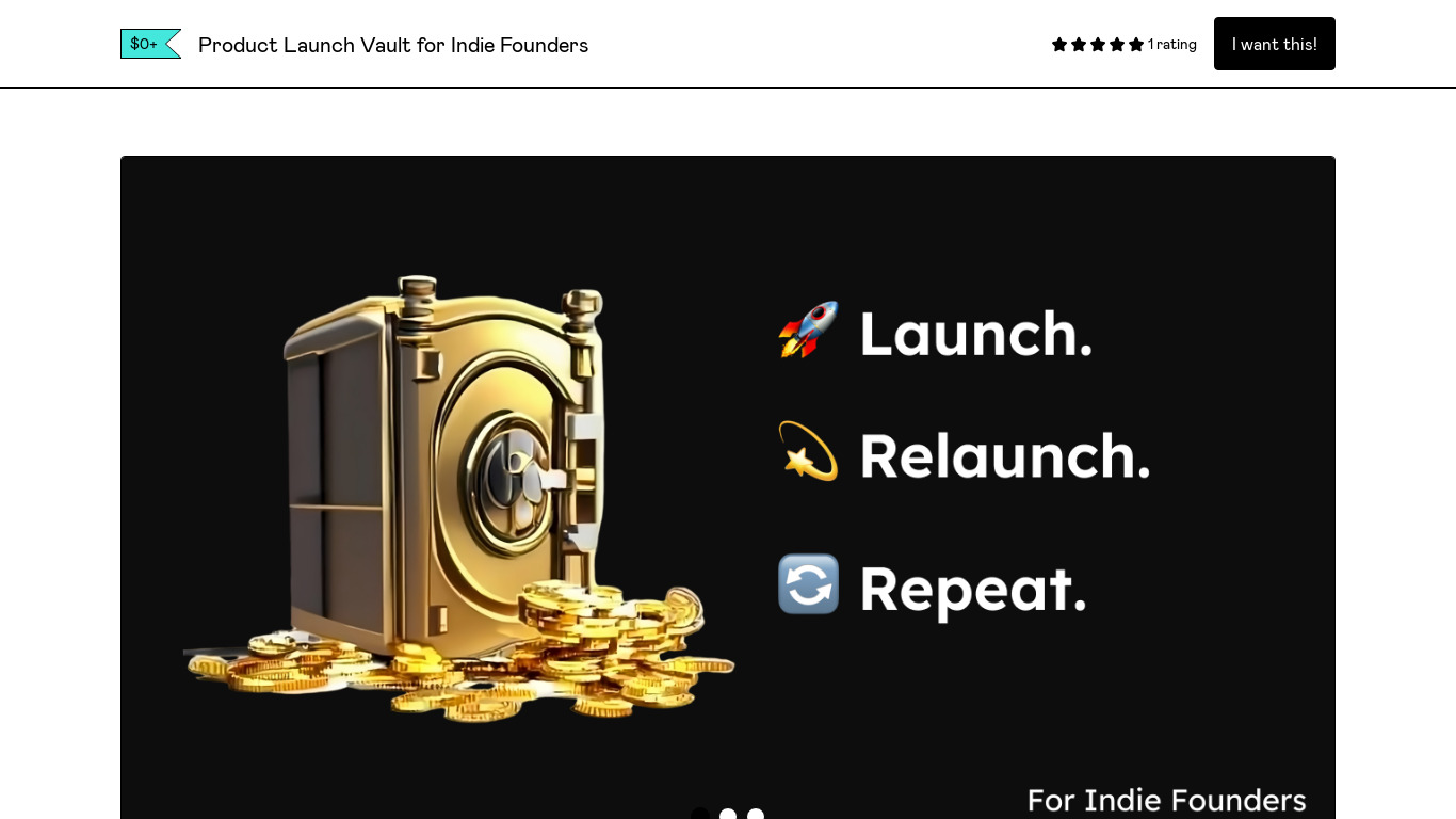 Product Launch Vault Landing page