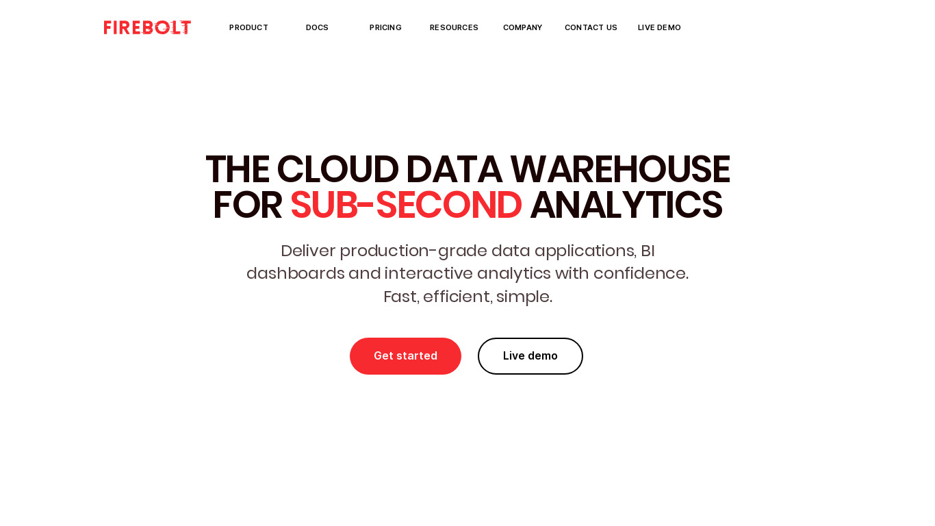 Firebolt Landing page
