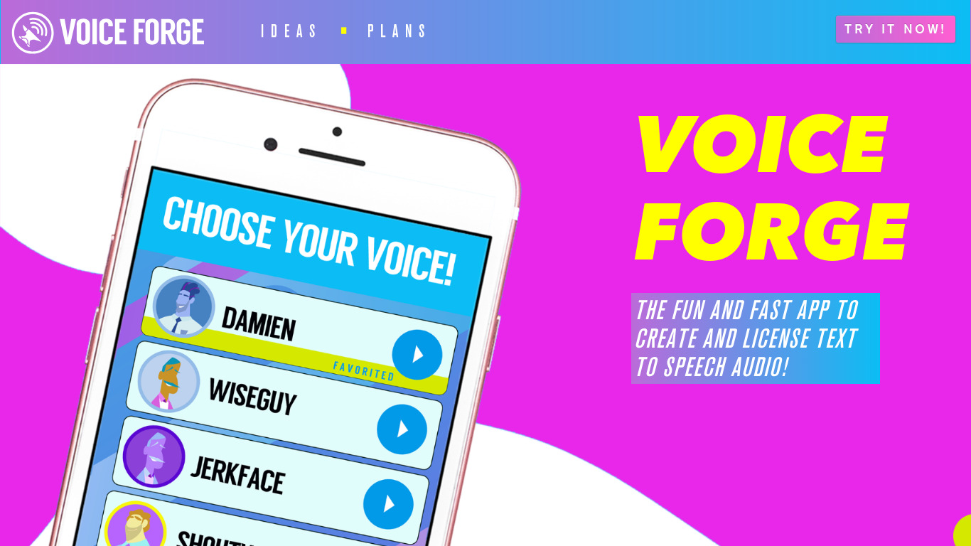 Voiceforge Landing page