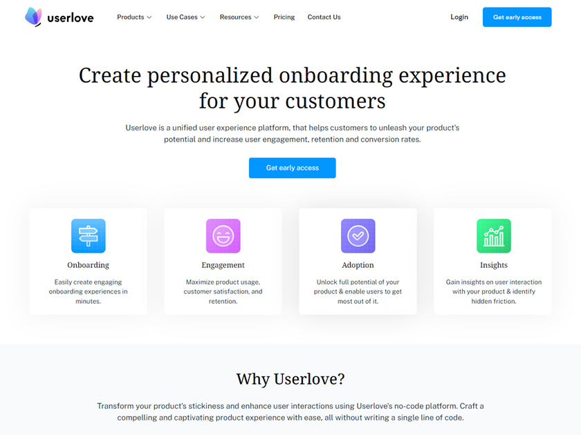 Userlove.io Landing Page