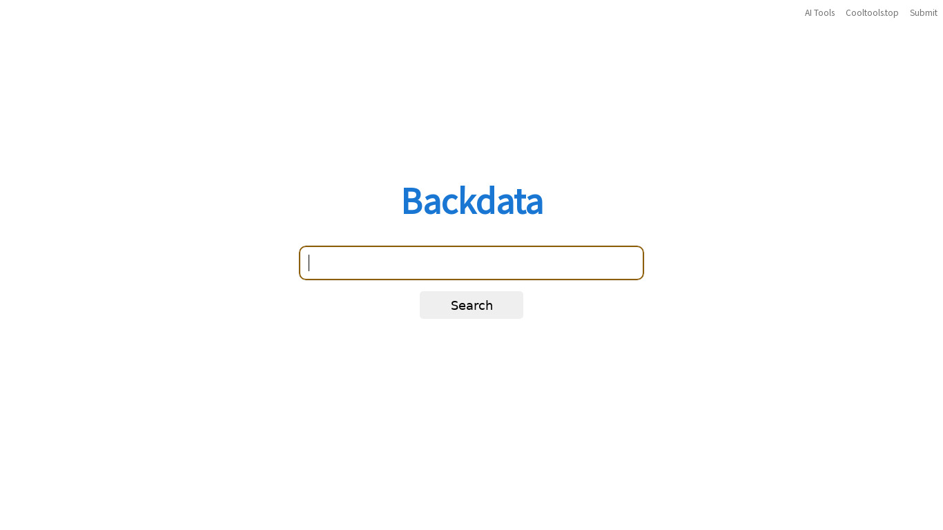 Backdata Landing page