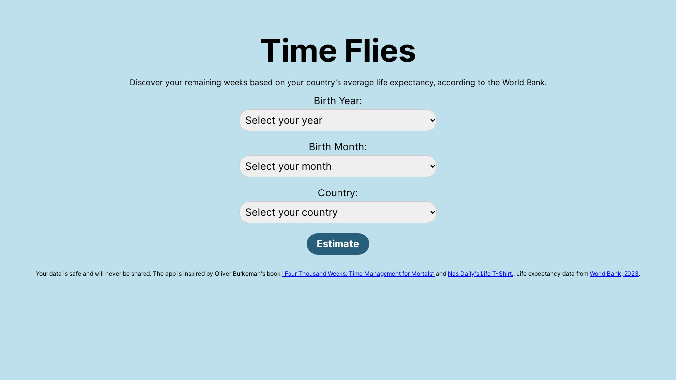Time Flies Landing page