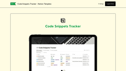 Code Snippets Tracker - Notion Template image